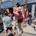 Protestors in Biddeford Maine outside of Sen Susan Collin' local office there