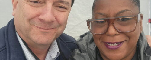 Maine politician Troy Jackson and Shay Stewart-Bouley (aka BGIM) posed together smiling